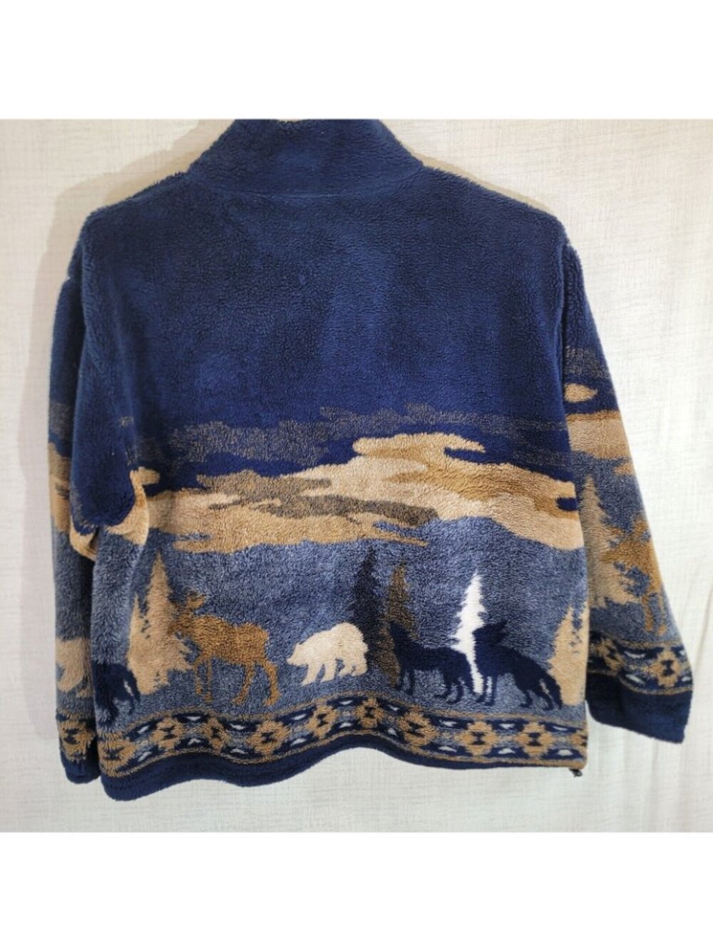 Vintage Black Mountain Full Zip Fleece Jacket Womens 2X XXL Wolves Moose Y2K - Picture 2 of 8